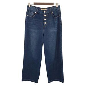 GREAT SMOKY Jeans Women Juniors 9 Wide Leg Crop Relaxed High Rise Button Fly NEW
